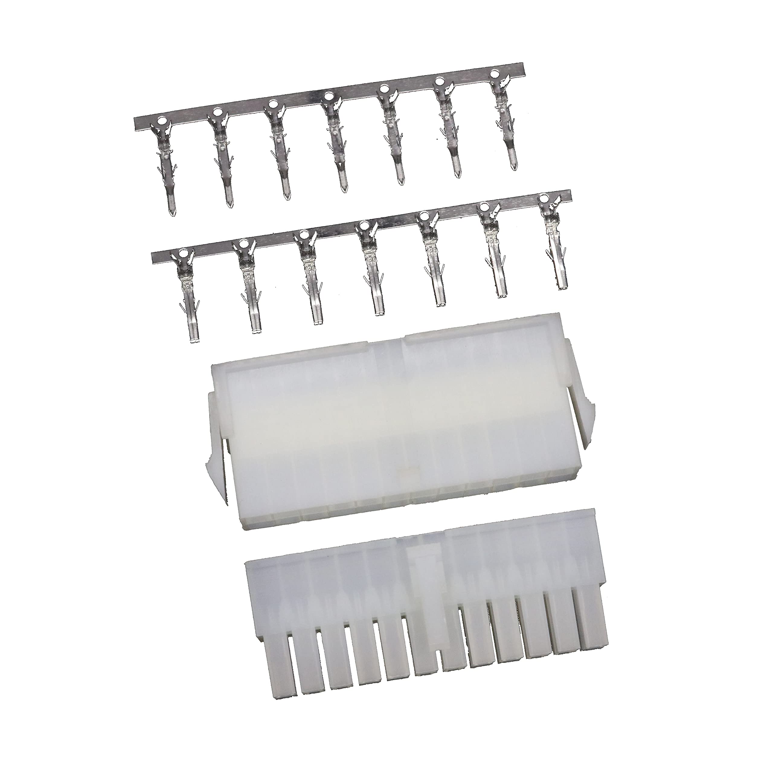 5557/5559 Double Row 4.2mm Translucent 24-pin Wire-to-Wire Crimp Connector Plug + Wire Socket + Crimps, Pack of 5 Compatible With Molex Mini-Fit Jr. — image 1