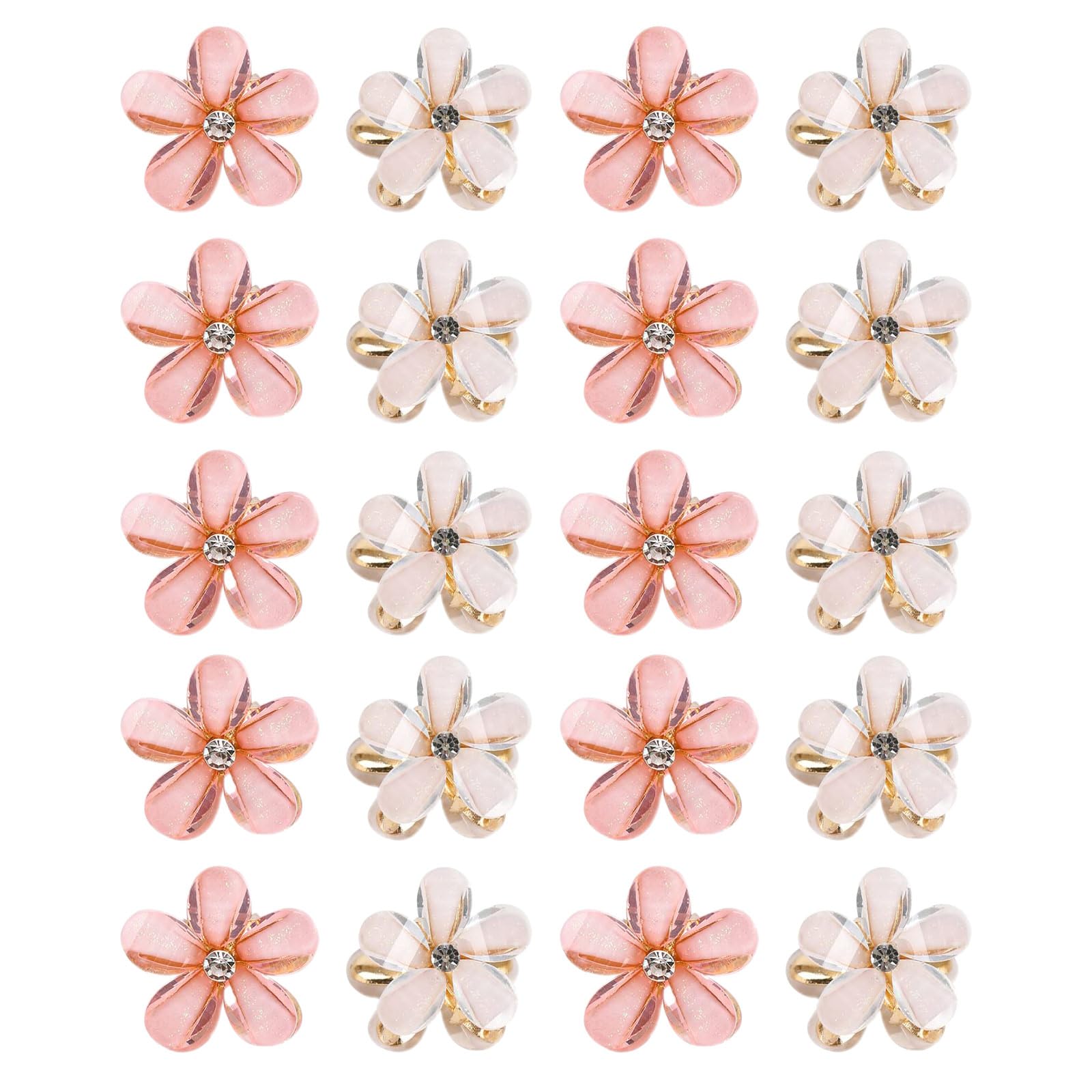 20 Pcs Mini Diamond Hair Claw Clips,Small Hairs Clips Flower Hairpins Hair Accessories for Women,Girls,Sweet Mini Barrettes Hairs Styling Accessories for Photograph,Daily,Party,Wedding 2 color