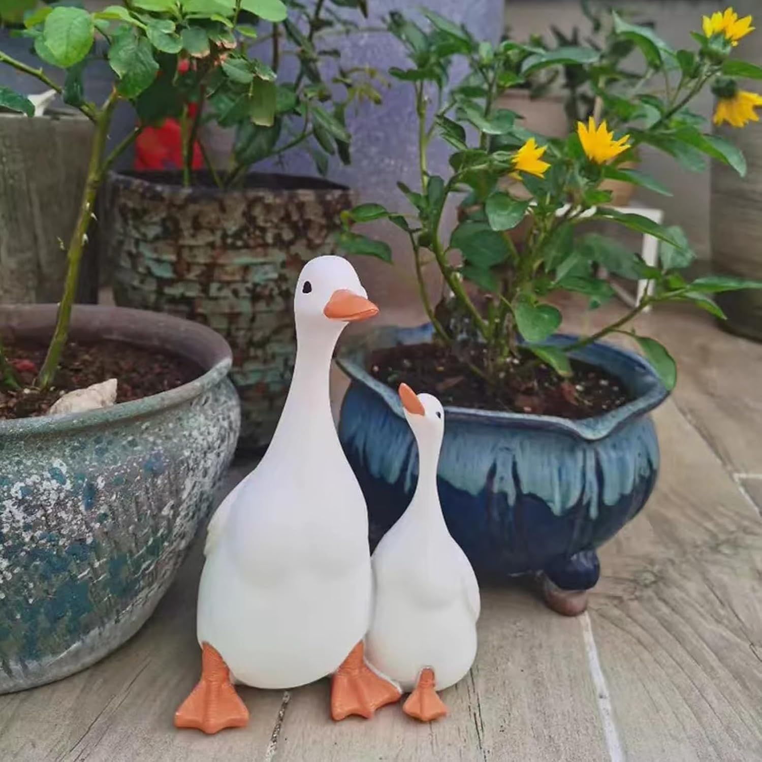 Duck Shape Statue, Mother Duck and Ducklings Resin Statue, Lifelike Animal Figurine, Simulation Mother and Child Duck Yard Decoration, Garden Sculpture, for Outdoor and Indoors Ornaments ( Size : Smal