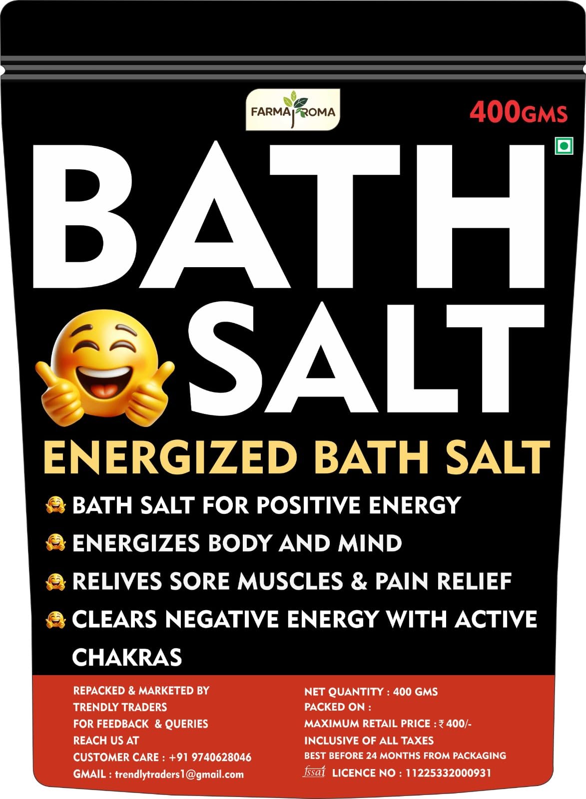 bath salt for relaxation & stress relief 400gms | pure frenchsea salt | energizes body & mind | salt of positivity, removes negativity |