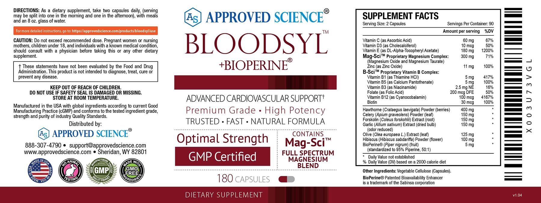 Approved Science Bloodsyl - Blood Pressure Support Supplement - Supports BP Levels Already Within Normal Range - Hawthorn Berry, Garlic, Magnesium and Hibiscus Pills - Vegan - 180 Capsules, 3 Months — Amazon image 8