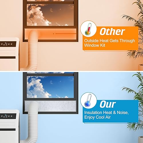 Miniatura 7 de Daisypower Kit de ventana portátil de aire acondicionado con aislamiento de espuma, aislamiento térmico y ruido, paneles de sellado ajustables para