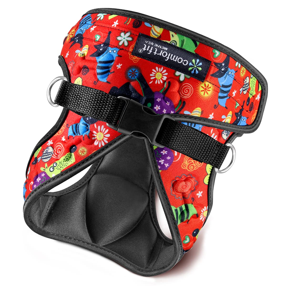 Cold Weather Dog Harness - Comfortable & Adjustable Harnesss for Dogs - Easy Walk Dog Harness (Cartoon Doggie Design, Chest Size 13" - 17")