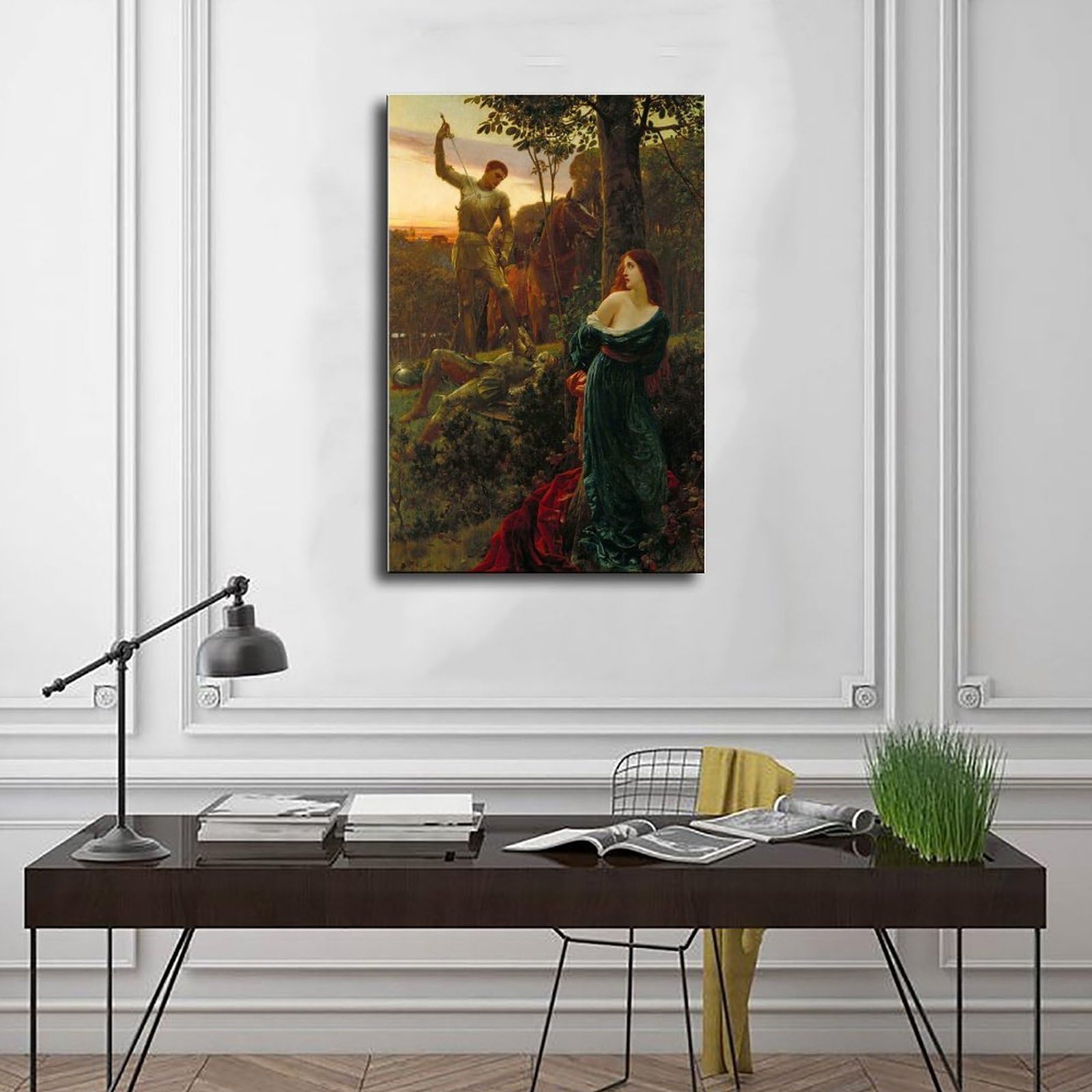 ANFOTCM Sir Frank Dicksee, rycerskość, plakaty na płótnie, sztuka ścienna, sypialnia, biuro, pokój, dekoracja, prezent, 50 x 75 cm