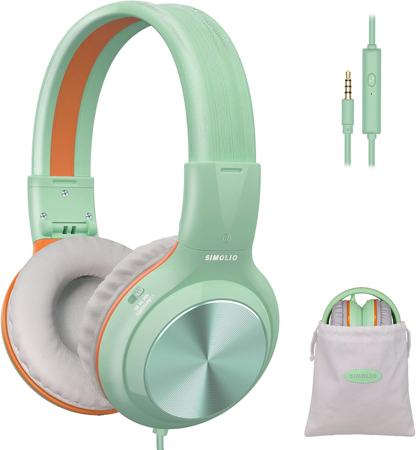 SIMOLIO Boys Girls Headphones with MIC, Wired School Headphones for Kids Children Teens Adult Amazon Kindle Fire PC Tablet MP3/4, 85dB 94dB 104dB Volume Limited Headset with Adjustable Headband