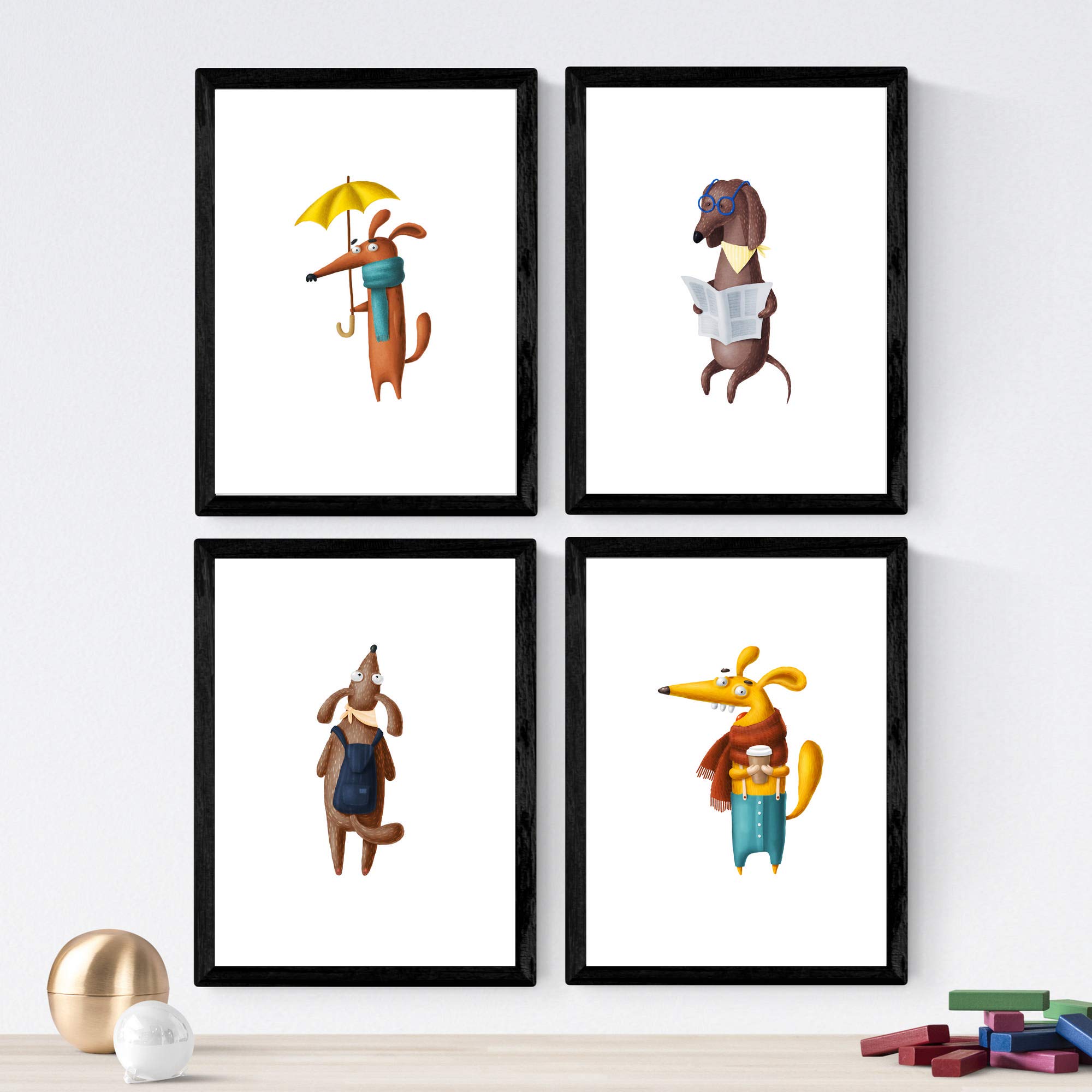 Posters A3 chiens habillés Nacnic pour créer un salon style cabinet de curiosités