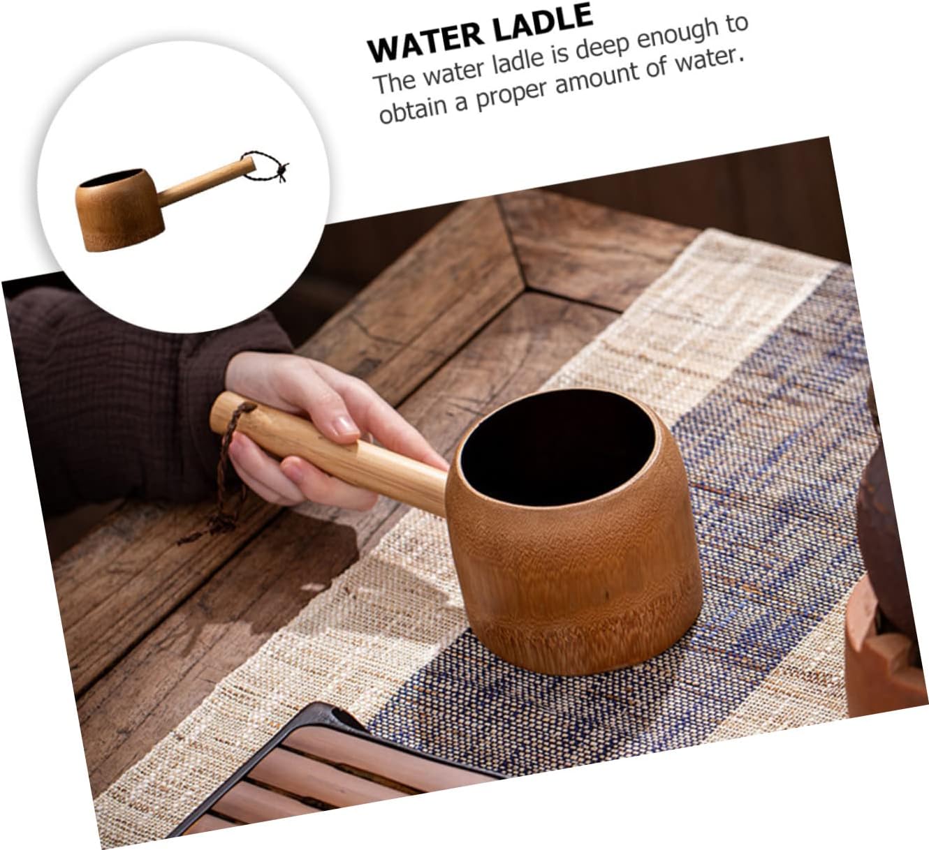 Zerodeko 2pcs Water Ladle Multi-functional Tea Ceremony Spoon for Kitchen Use Handmade Water Scoop Natural Solid Material Deep Design for Easy Serving