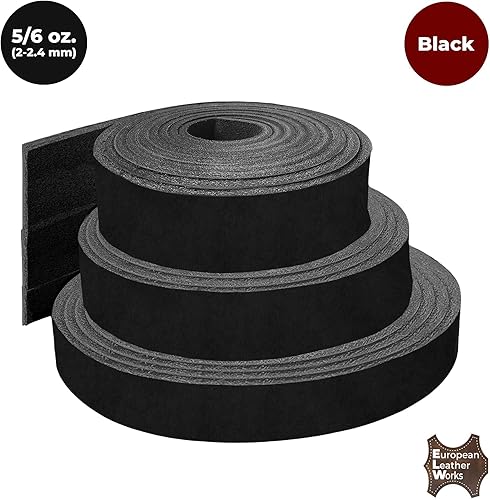 Miniatura 3 de ELW - Correas negras de 5-6 oz (0.079-0.094 in) de ancho, cinturones, tiras de 1 pulgada de ancho x 40 pulgadas de largo (1.0 in x 3.5 ft) de cuero