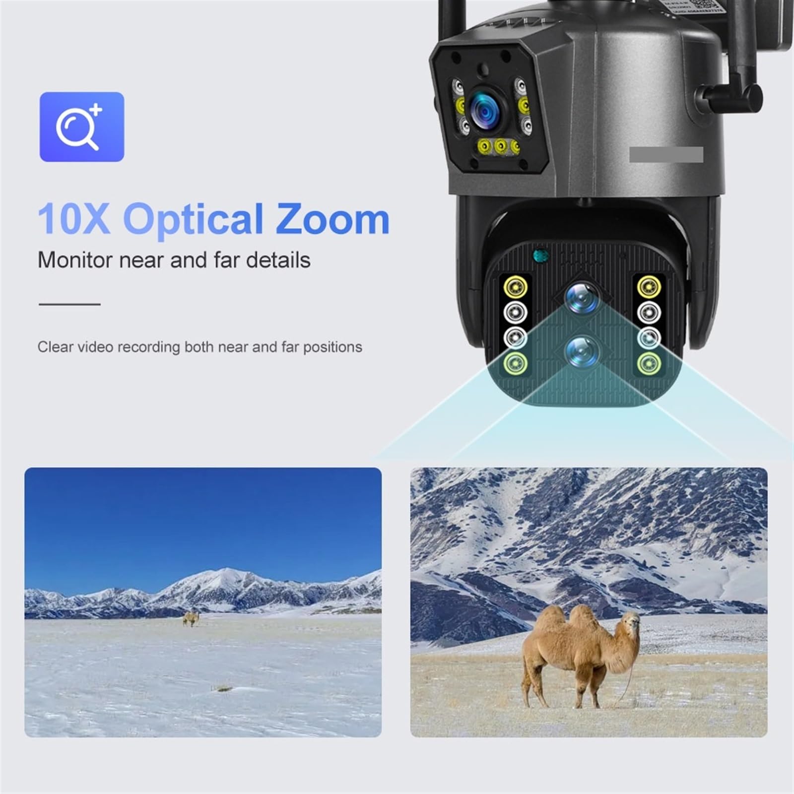 Telecamera IP 8MP 4K esterna PTZ Tre lenti Doppio schermo Zoom ottico 10X Monitoraggio automatico CCTV di sicurezza impermeabile Installazione semplice(WIFI 8MP Add 64GB)