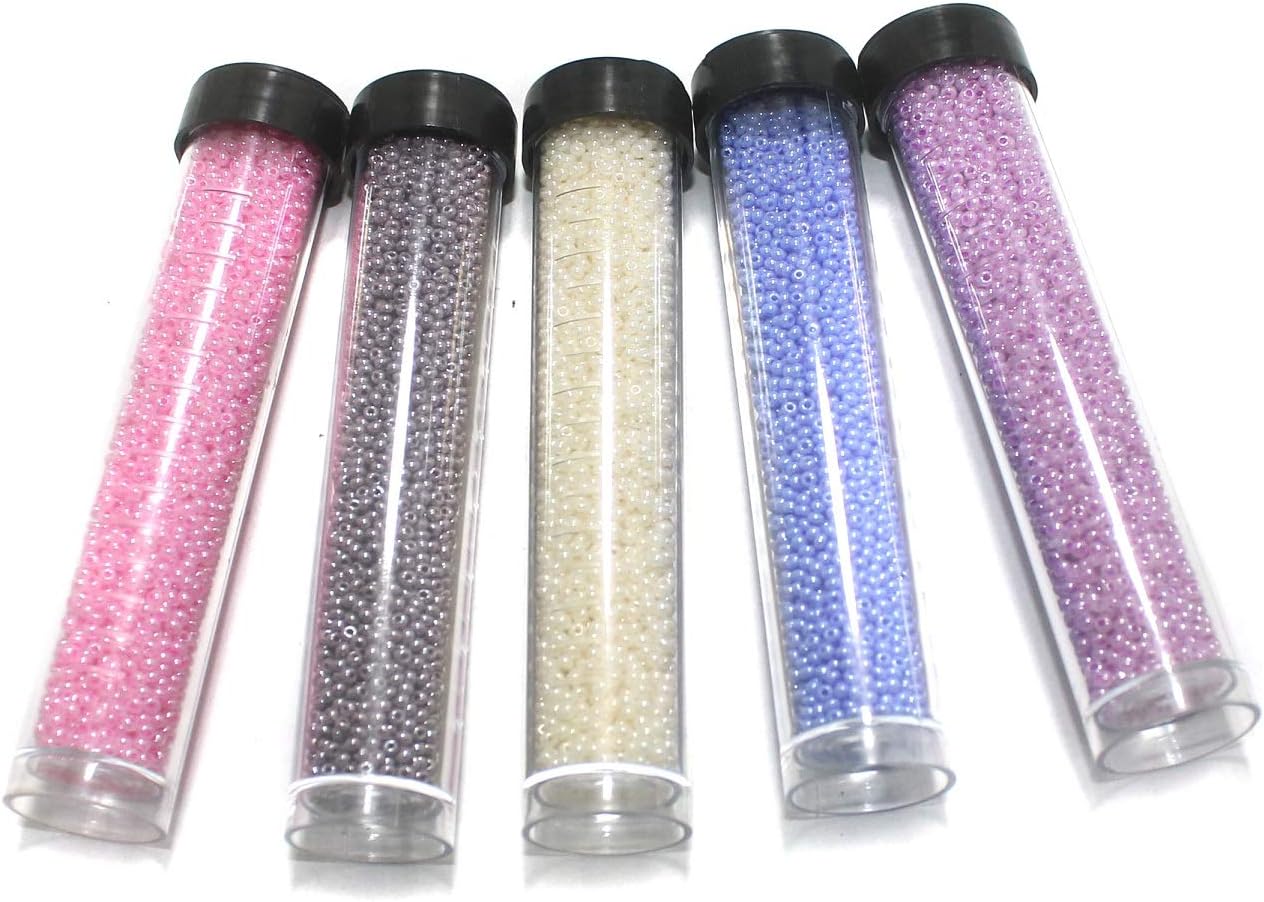 Beadsnfashion Preciosa Seed Beads Pastel Multi Tubes Combo – Size 11/0 Metallic Finish, 5 Color Mix for Jewellery Making, Embroidery & Craft Projects