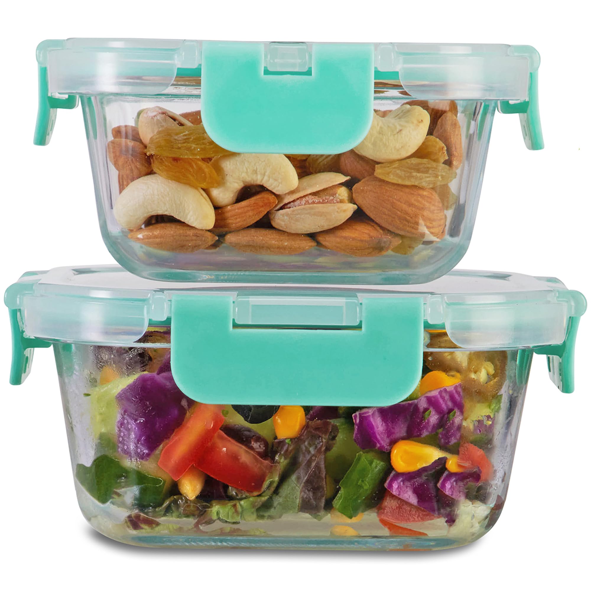 Allo FoodSafe Glass Containers with Lids with Break Free Lock, Microwave Safe Containers, Borosilicate Meal Prep Glass Food Storage Containers for Kitchen, Set of 2, 310ml & 520ml, (B085MHD45L) Amazon Price History, Amazon Price Tracker
