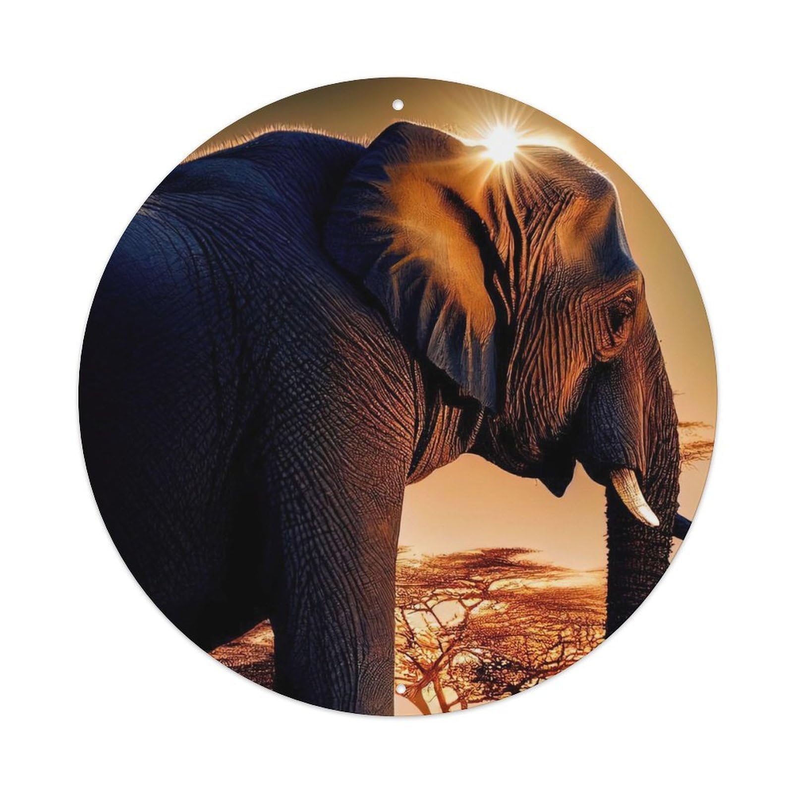 Animal Elephant on The Grassland Vintage Metal Tin Sign Plaque Wall Decor for Cafe, Club Bar, Office, Garden Metal Poster 8x8Inch