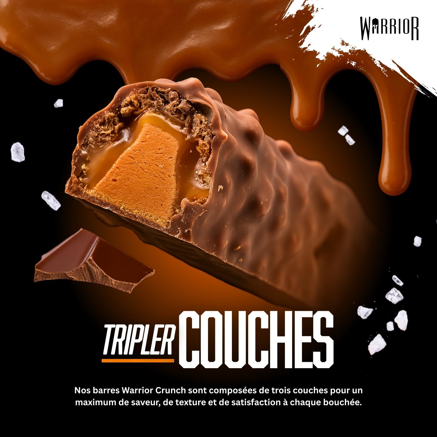 Warrior Crunch Barre Protéinée 12 x 64 g – Caramel Salé