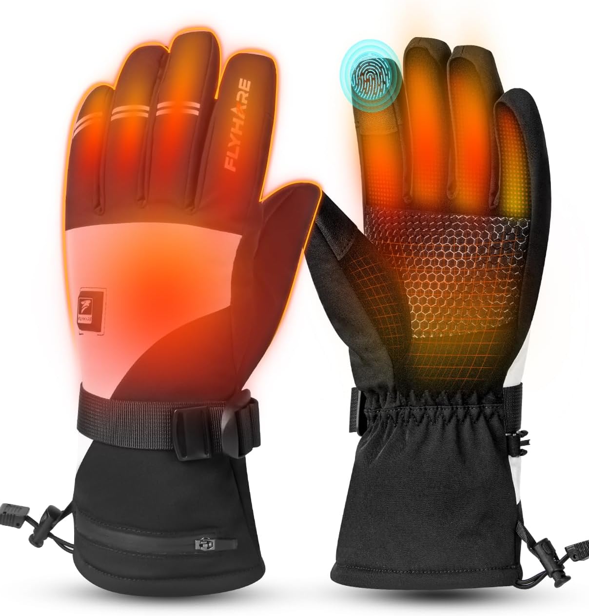 Flyhare Heated Gloves for Women Men, Rechargeable Heated Gloves with Touchscreen, Waterproof Electric Gloves Rechargeable Hunting, Skiing, Outdoor Work