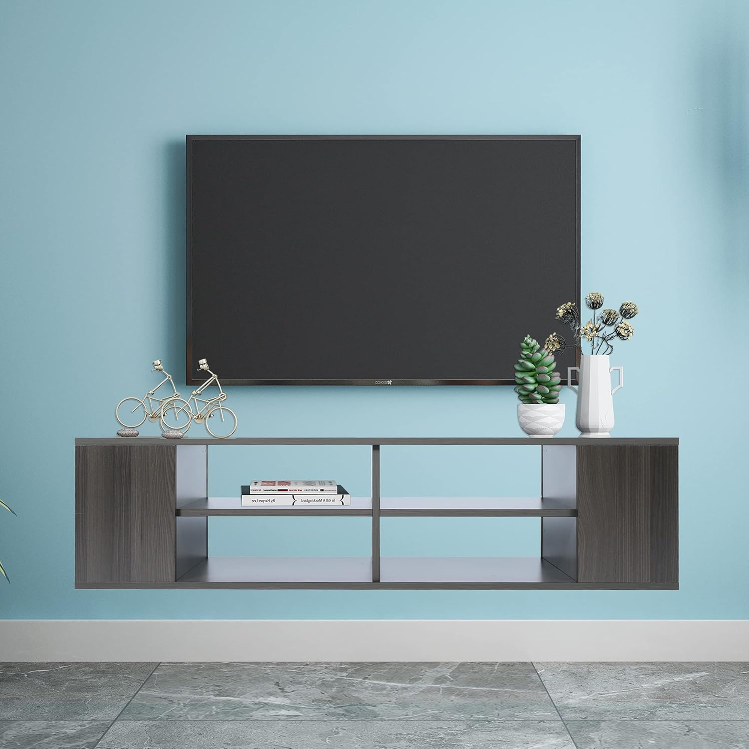 Buy DESIGNSCAPE3D Wall Mounted Media Console, Wood Floating TV Stand