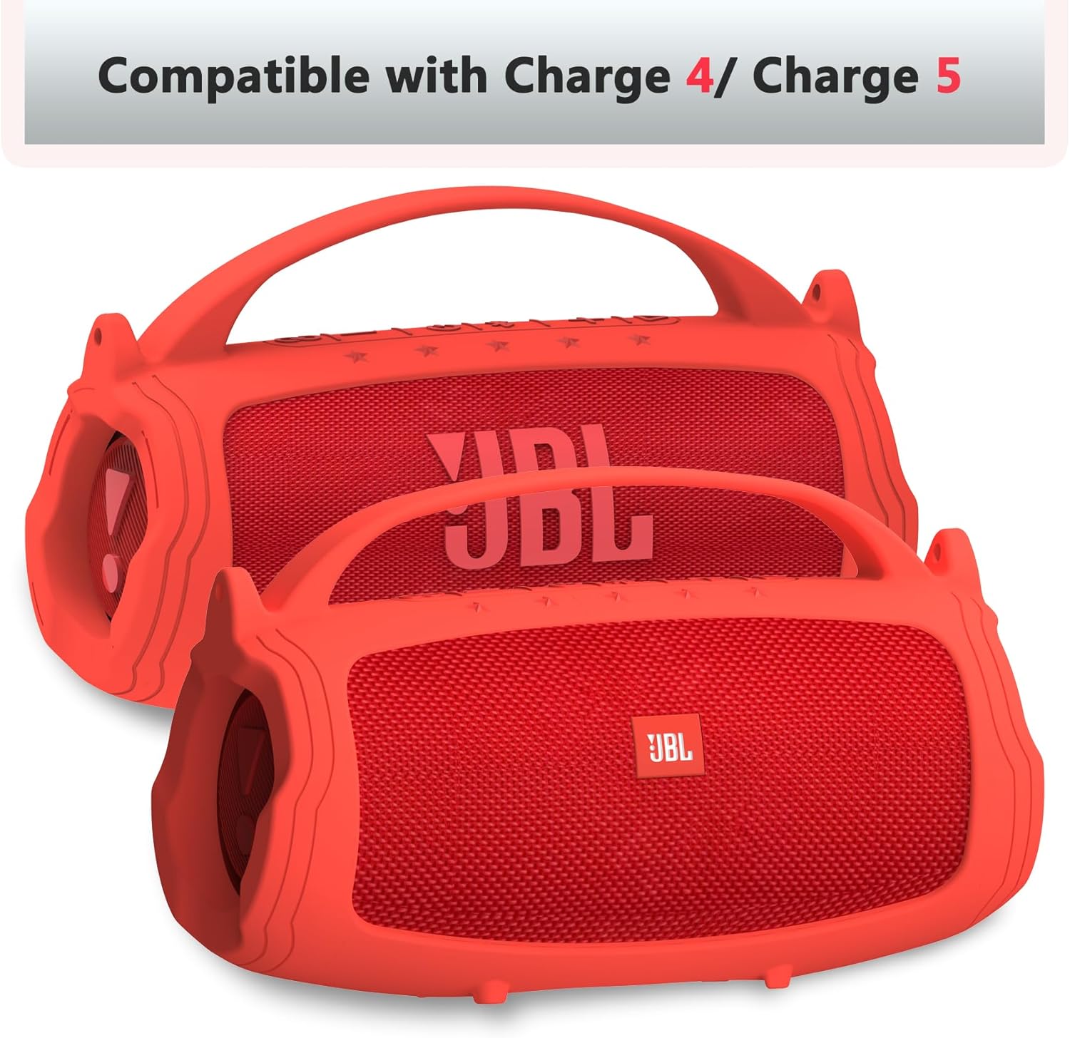 JCHPINE Silicone Cover and Hard Travel Case for JBL Charge 4 / Charge 5 Portable Bluetooth Speaker Accessories (Red Case, NOT for Wi-Fi Version) - Image 6