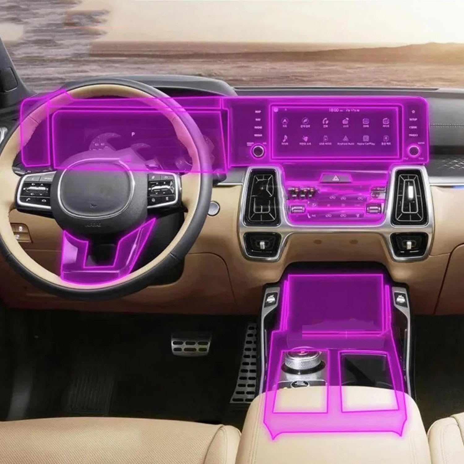 Film de protection TPU anti-rayures pour console Kia Sorento MQ4
