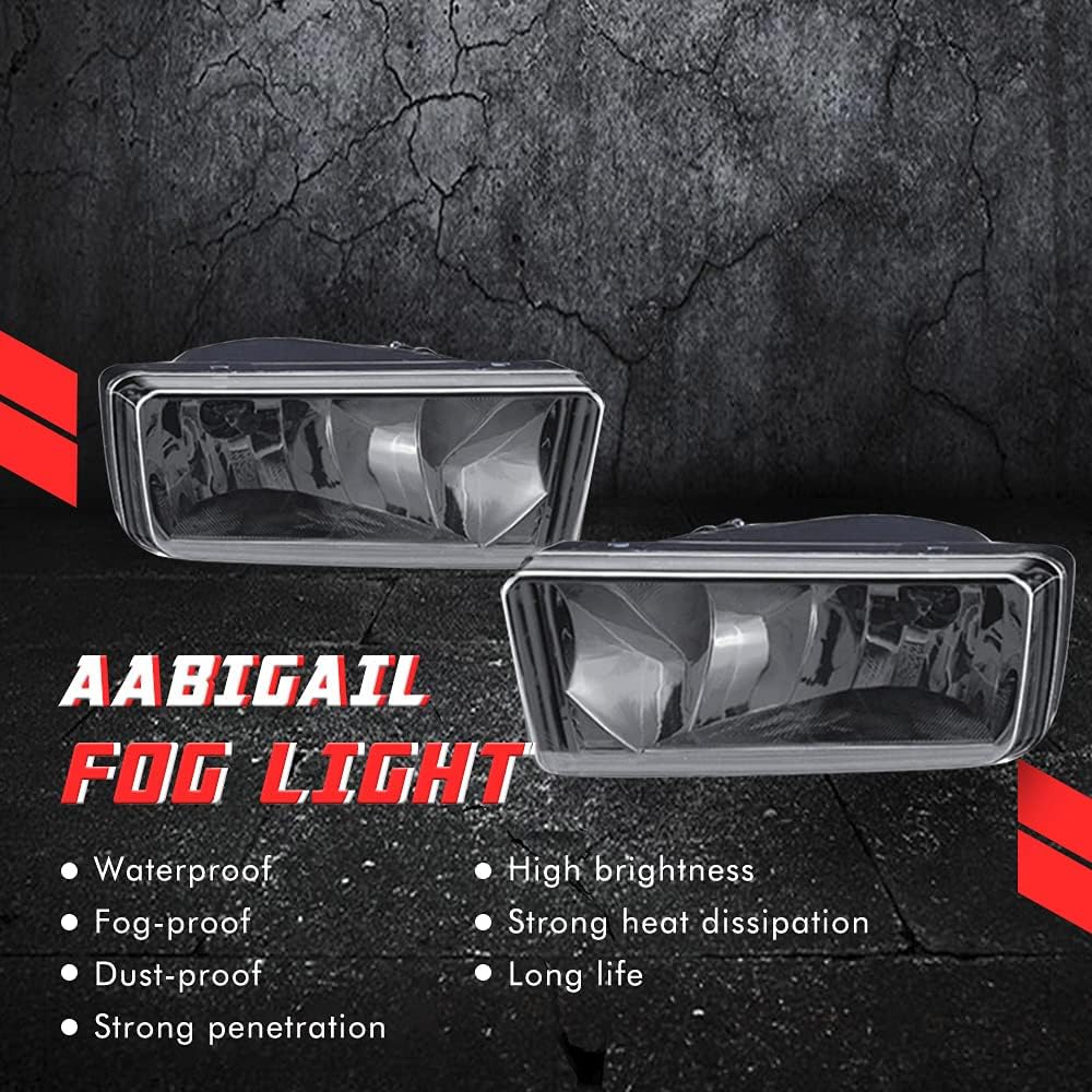 A ABIGAIL Driving Fog Lights Lamps Replacement for 2007-2014 Chevy Silverado 1500 2500 3500 Suburban Tahoe; 2007-2014 GMC Sierra,Yukon With H16 12V 19W Halogen Bulbs (Smoke Lens)