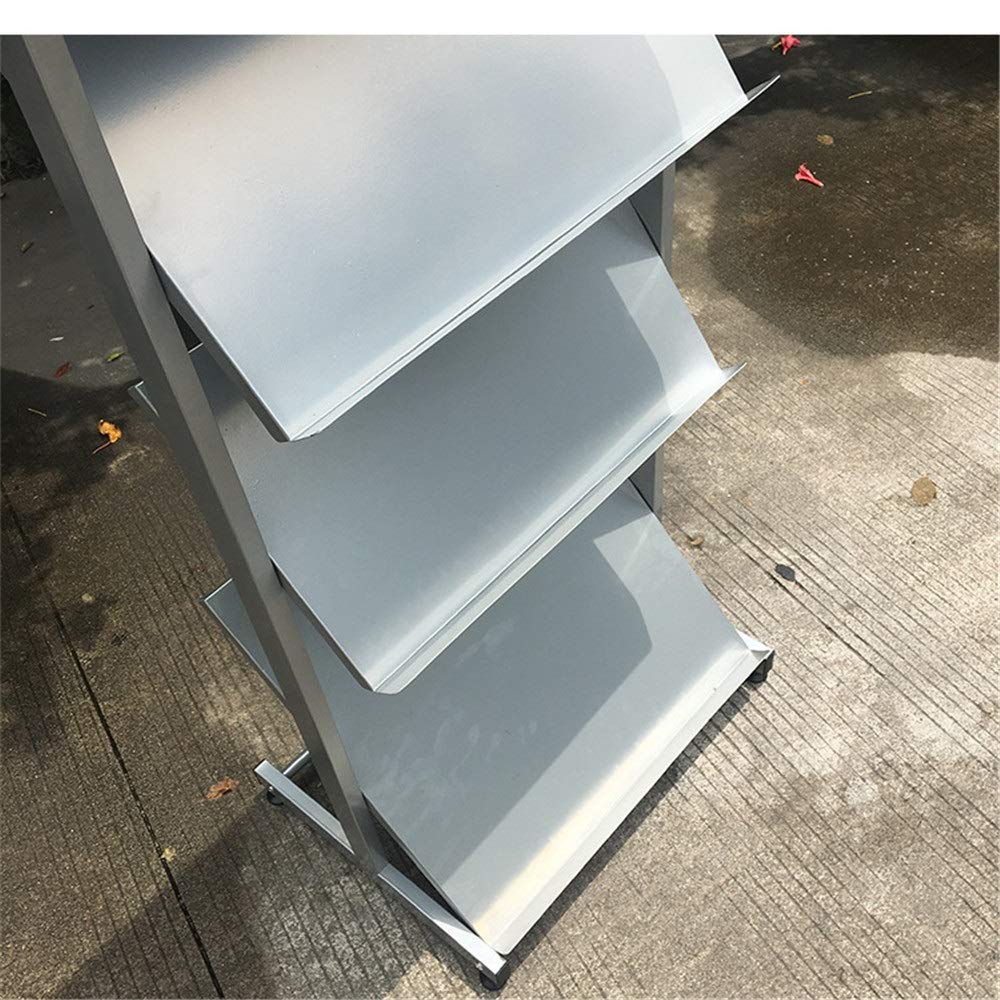 Boden-Zeitschriftenständer, Boden-Zeitschriftenständer, Broschürenständer, Werbe-Präsentationsständer, multifunktionaler Zeitungsständer für das Home-Office-Wohnzimmer (Silber, 50 x 170 cm)