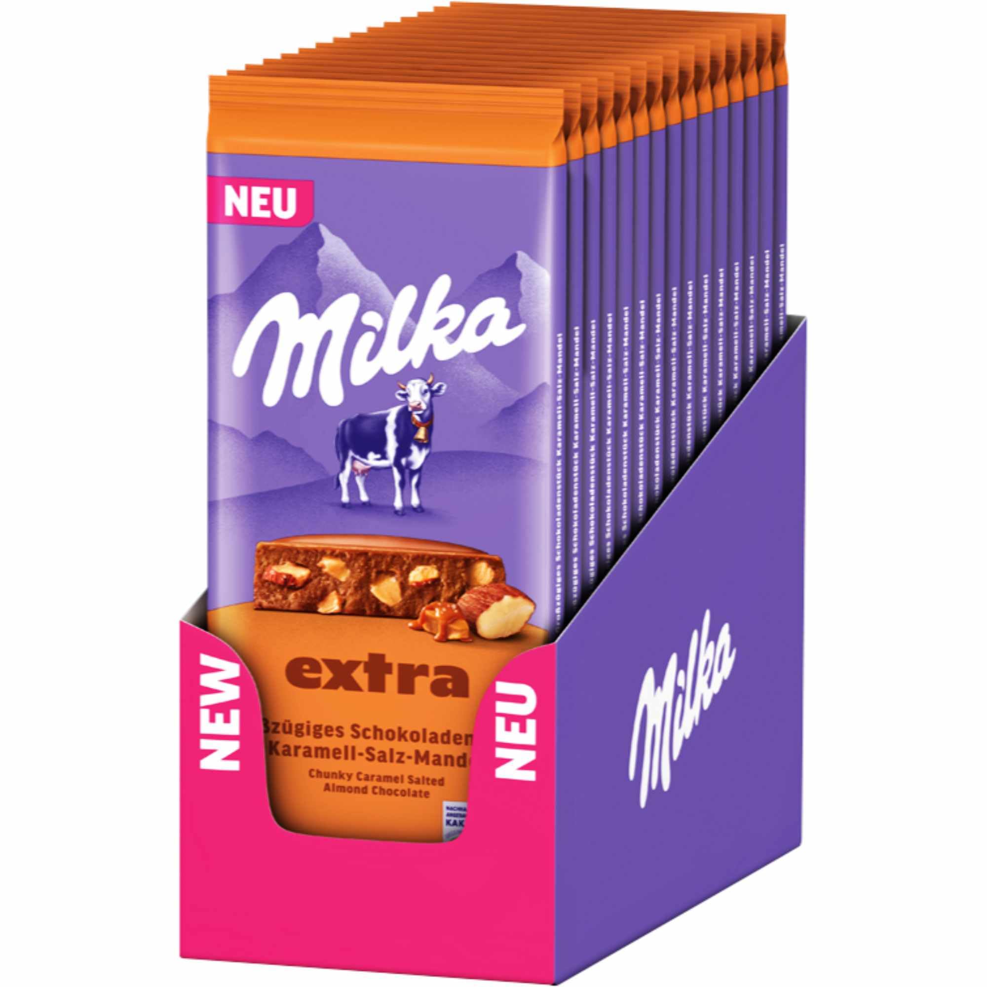 usy Bundle für Milka Extra Karamell Salz Mandel (14x190g) Tafel VPE + usy Block