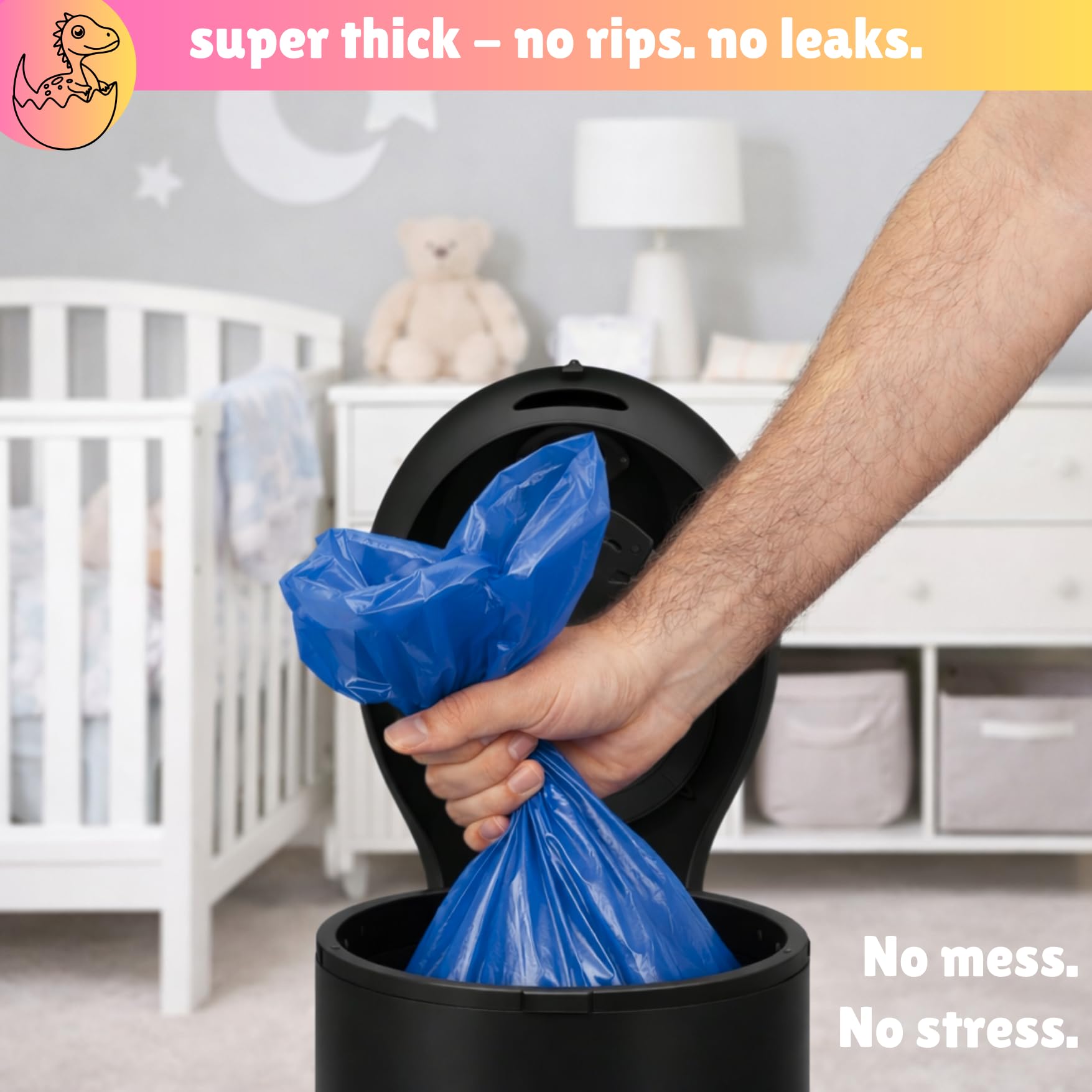 Bolsas de plástico desechables compatibles con cubos Ubbi de 13 galones de capacidad, bolsas de basura grandes y resistentes, 100 unidades (azul - grande)