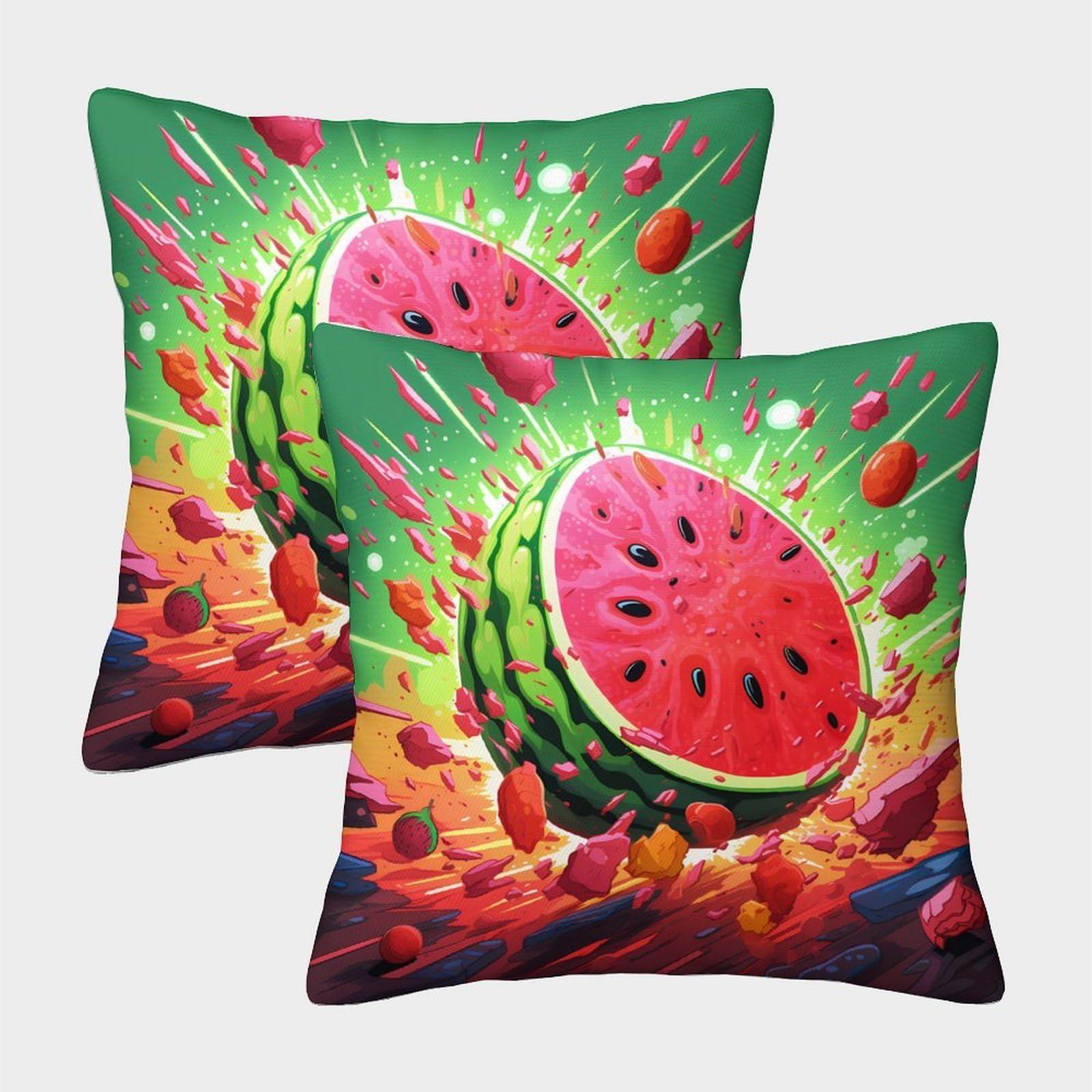 QFVANSIYO Vibrant Watermelon 3D Printed Pillowcase Microfiber Bedroom Decor Watermelon Pillow Cover Adults Teens Soft Breathable Bedding 40x40cm