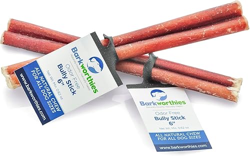 Miniatura 2 de Barkworthies Golosina Bully Stick sin olor, 6 pulgadas, (paquete de 5)