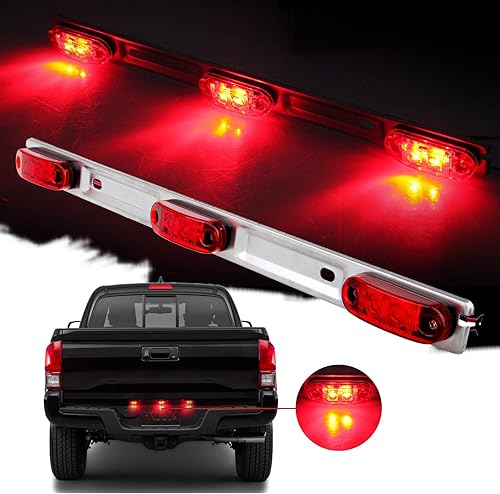 cciyu Luz de marcador de coche, color rojo, transparente, barra de identificación, barra LED, 3 luces, 9 LED, remolque SeaLED, acero inoxidable,