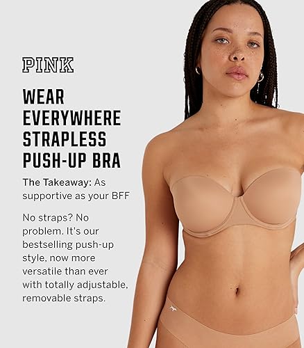 Miniatura 4 de Victoria's Secret Brasier sin tirantes push up rosa para mujer, color rosa (32A-38DD)