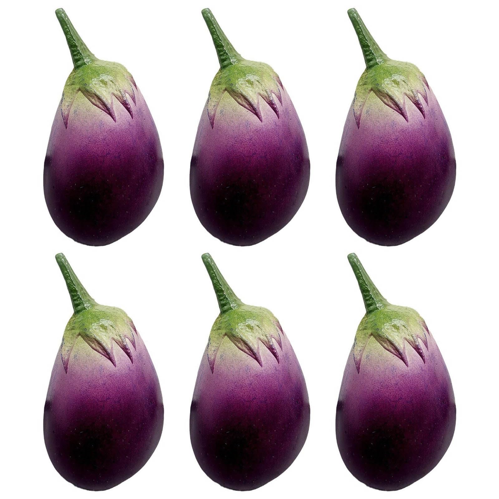 LEYILE 6pcs Realistic Artificial Eggplants Simulation Vegetable Model Fake Eggplants Display Props Home and Kitchen Parties Home