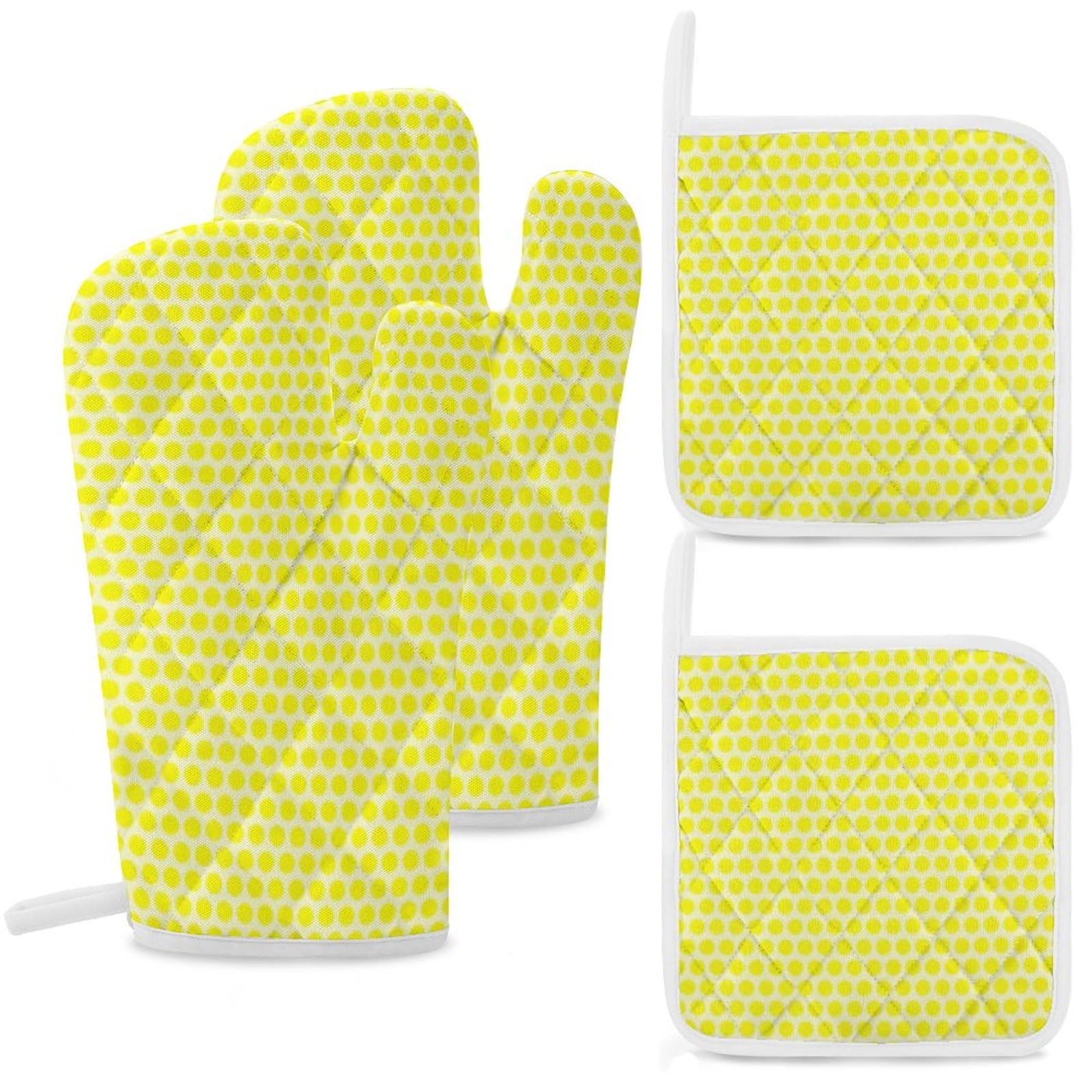 4Pcs Oven Mitts and Pot Holders, Heat Resistant Oven Mitts Gloves Set Kitchen Hot Pads for Cooking Grill