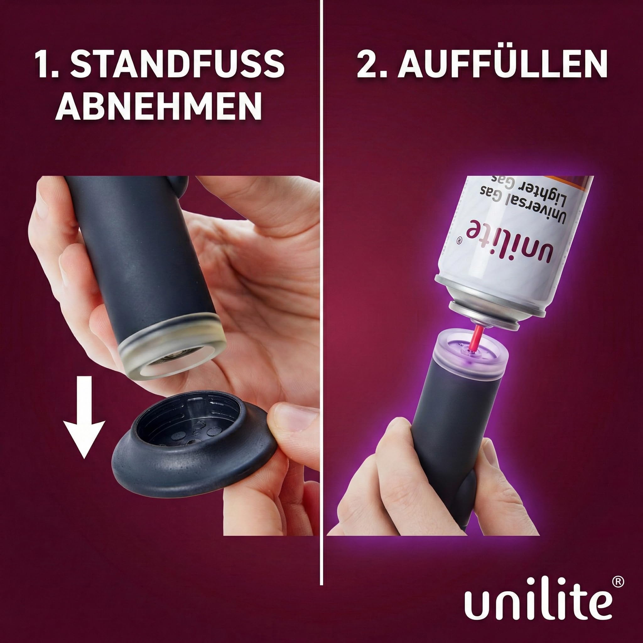 UNILITE Feuerzeug MIT Gas - Sturmfeuerzeug Gas Brenner mit Jet Flamme – nachfüllbar – 4 Stück im Set – Jetflame – Nachfüller – Elektronik Feuerzeug - Feuerzeuge
