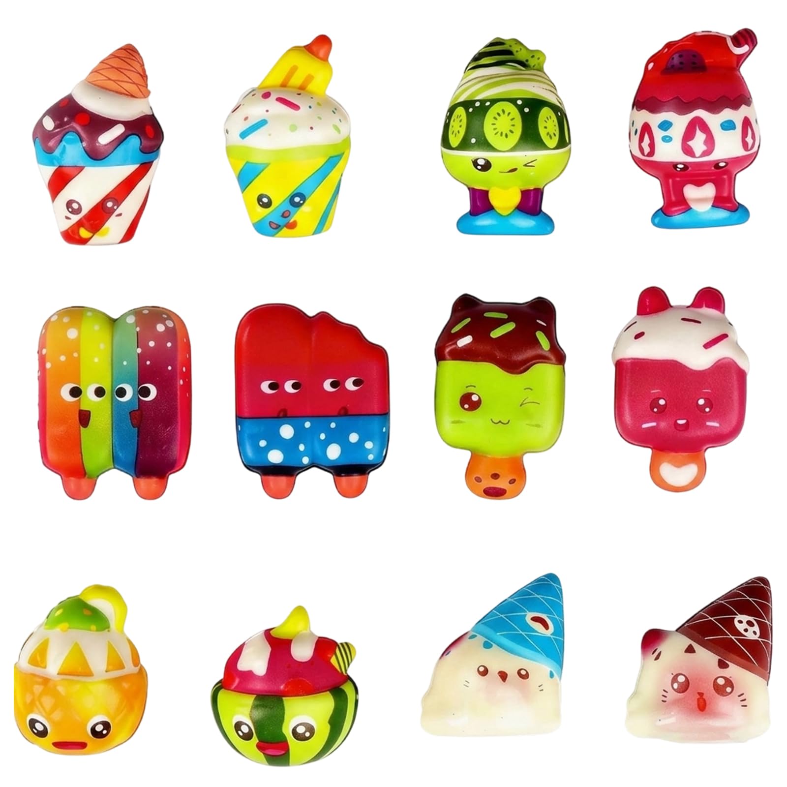 12 PCS Ice Cream Squishy, Random Style Assortment ，Slow Rising Squishies with Soft Foam Squishy Texture for Sensory Engagement and Display