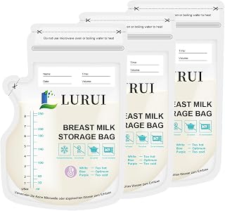 60Pcs BPA-Free Breastmilk Storage Bags, 8Oz, Milk Storage Bags Breastmilk with Pour Spout,Temp-Sensing Color Change, Milk Bag with Self Standing for Breastfeeding