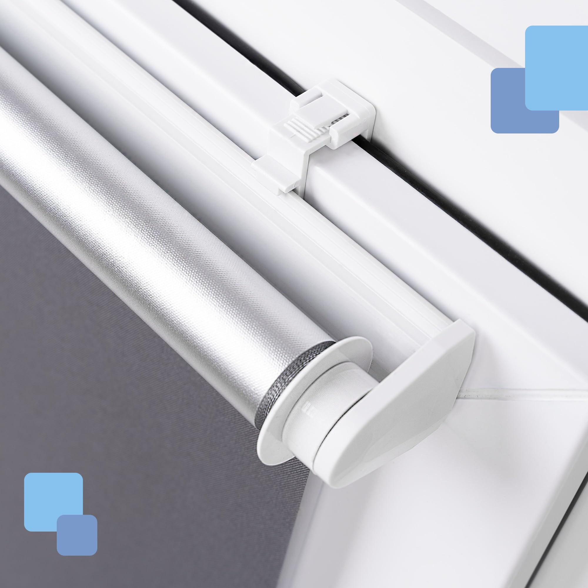 Rollos Für Fenster Ohne Bohren Dunkelgrau - Verdunkelungsrollo B130 x H150 cm - Klemmrollo Verdunkelung - Fensterrollo Für Balkontüren - Verdunklungsrollo Leicht Zu Installieren