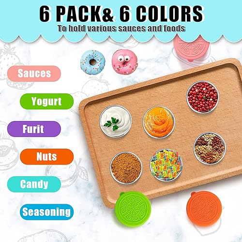 Miniatura 4 de JZBCC Recipiente pequeño para aderezo de ensalada para llevar, 6 recipientes de condimentos de 1.6 onzas con tapas, recipientes de salsa para