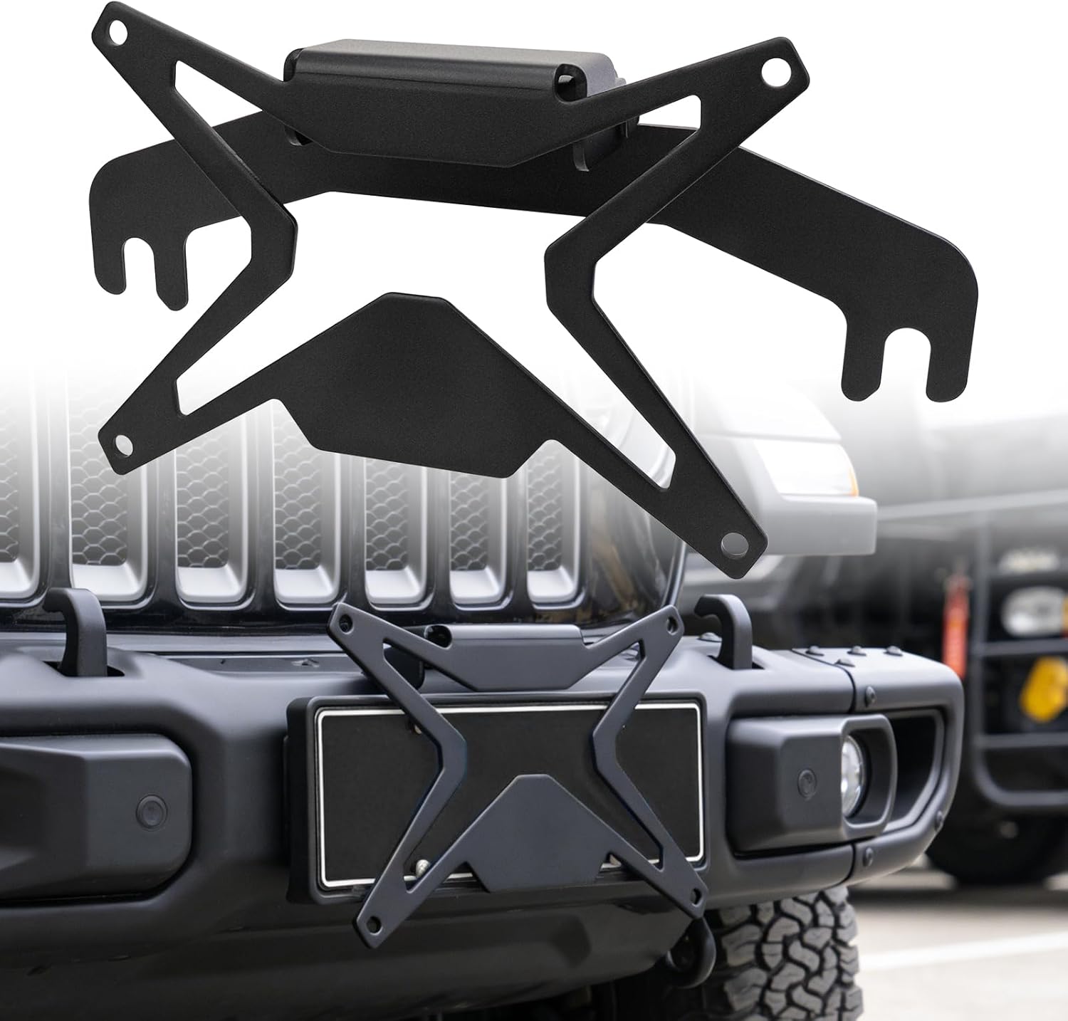 Flip-Up Front License Plate Mount for 10" Hawse Fairlead,Heavy-Duty Winch Plate Bracket Compatible with Pickup Trucks,SUVs RVs & Off-Road Vehicles