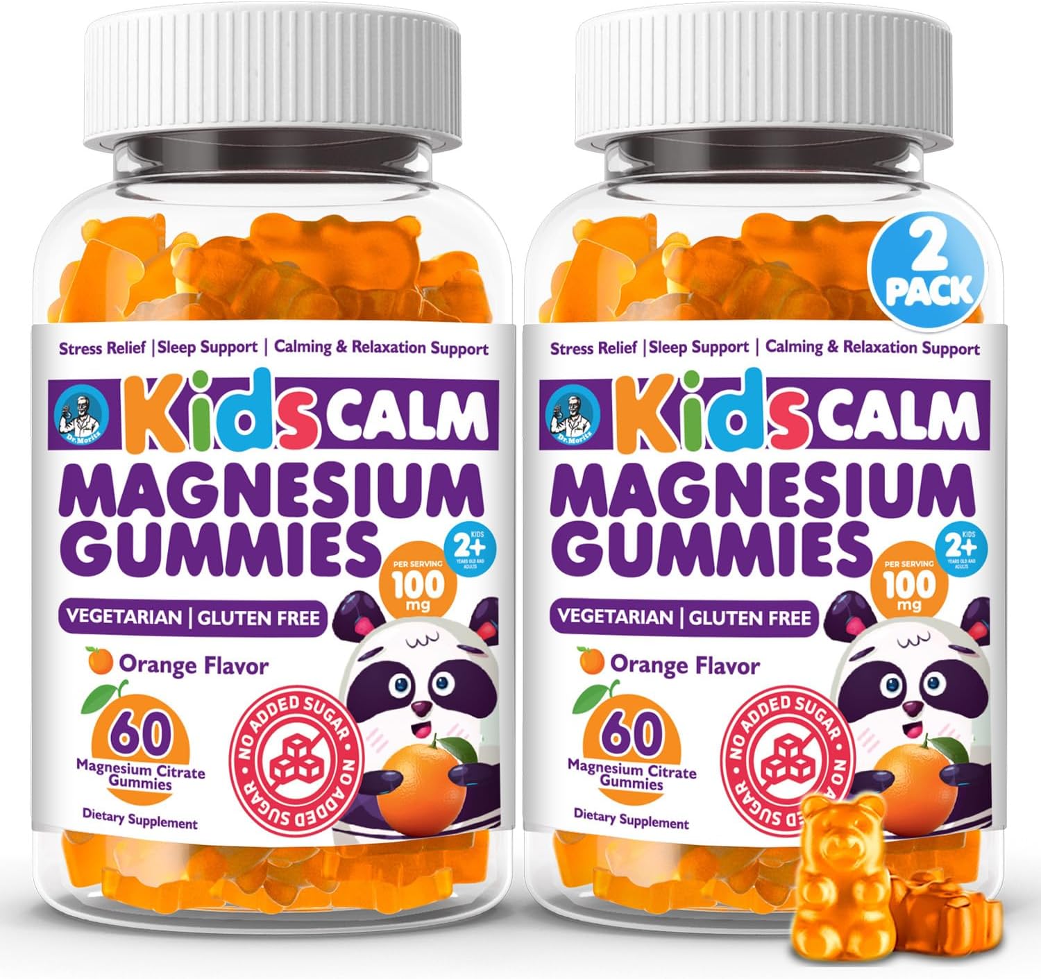 DR. MORITZ Sugar-Free Calm Magnesium Gummies for Kids and Adults - Non-GMO Magnesium Citrate Gummies - Orange Flavor - 2-Pack (120 Count) - Image 8