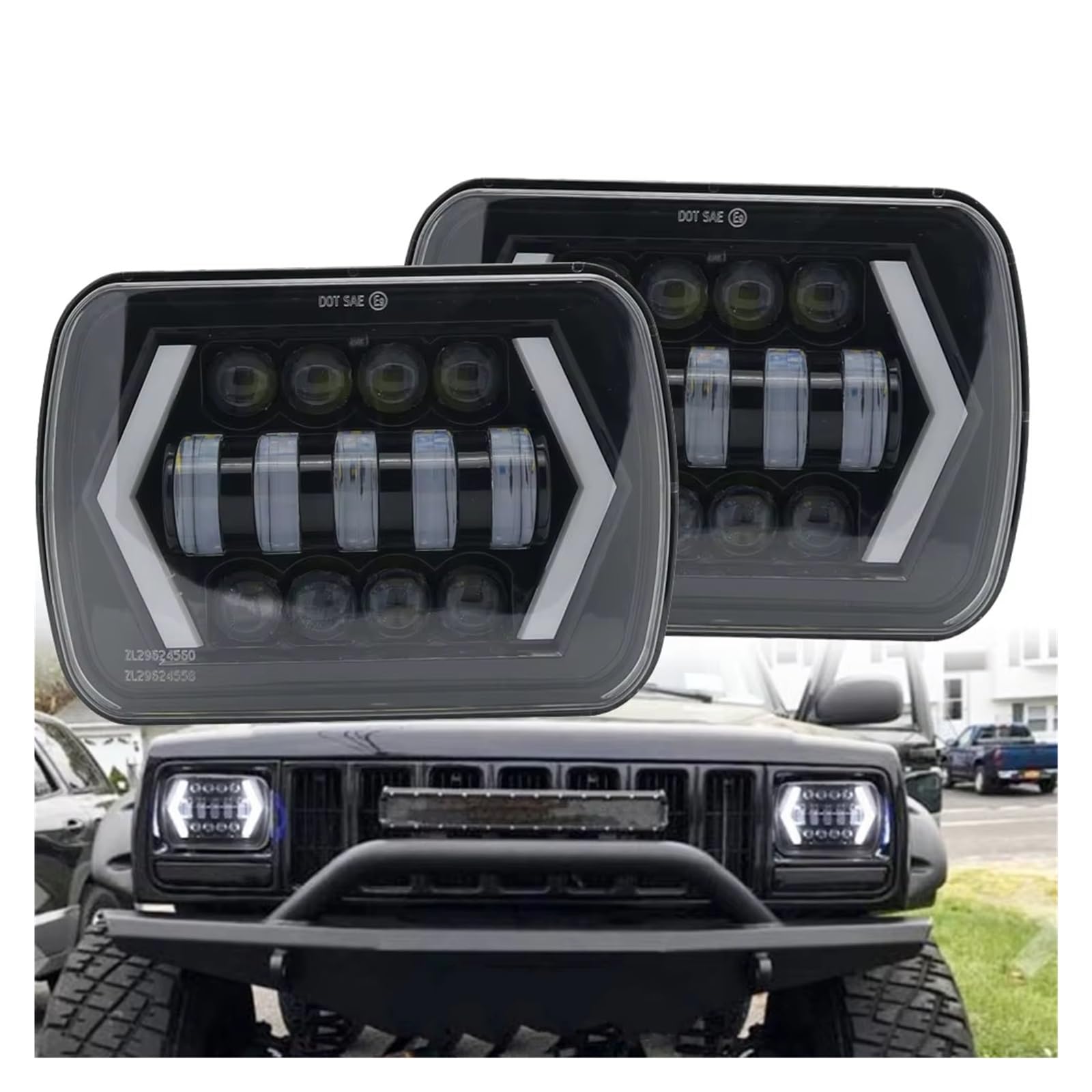 Fari 7x6 "5X7" Proiettore LED Impermeabile Faro Hi-Lo Fascio DRL Per Nissan 240SX(s13) Per Patrol Y60 1980-1990 1991 1992 1993 1994 Accessori Auto Faro(2 Piece)