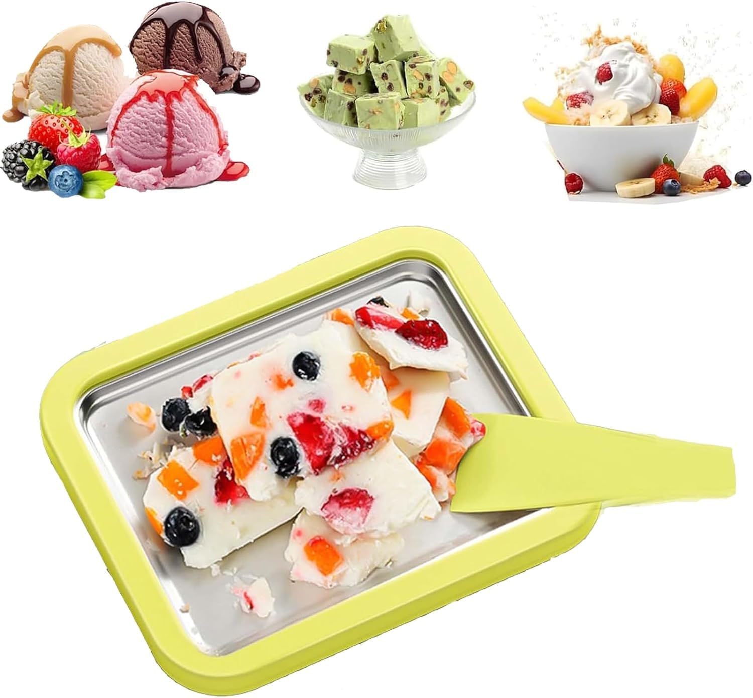Gelatiera Arrotolata Fai-da-Te – Vassoio E Raschietti Per Gelato, Sorbetto E Yogurt Congelato Senza Elettricità