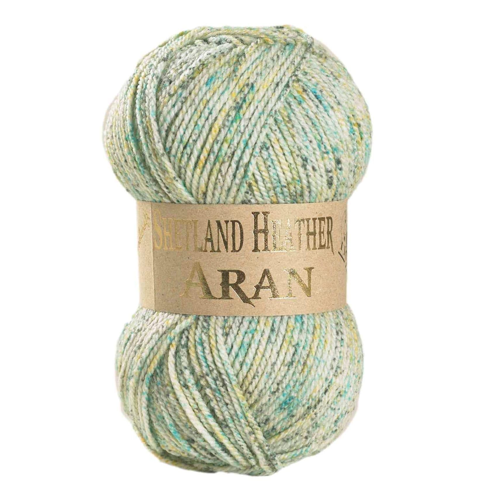 WoolCraft Shetland Heather Aran Knitting & Crochet Yarn, Great Value Yarn Available in 15 Tweed Effect Aran Colours, 75% Acrylic & 25% Wool, 200 Metres, 100g Balls, Pack of 3, Crocus — image 1