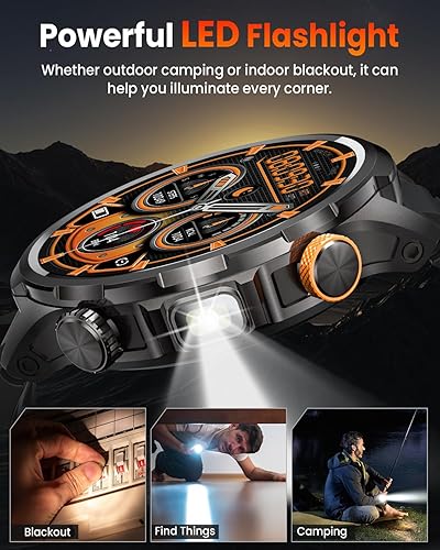 Miniatura 2 de Military Smart Watches for Men, Smart Watch with 100 Days BatteryFlashlightHeart RateSleepSpO2 MonitorCalling110+ Sports Mode, 5 ATM Rugged Men's