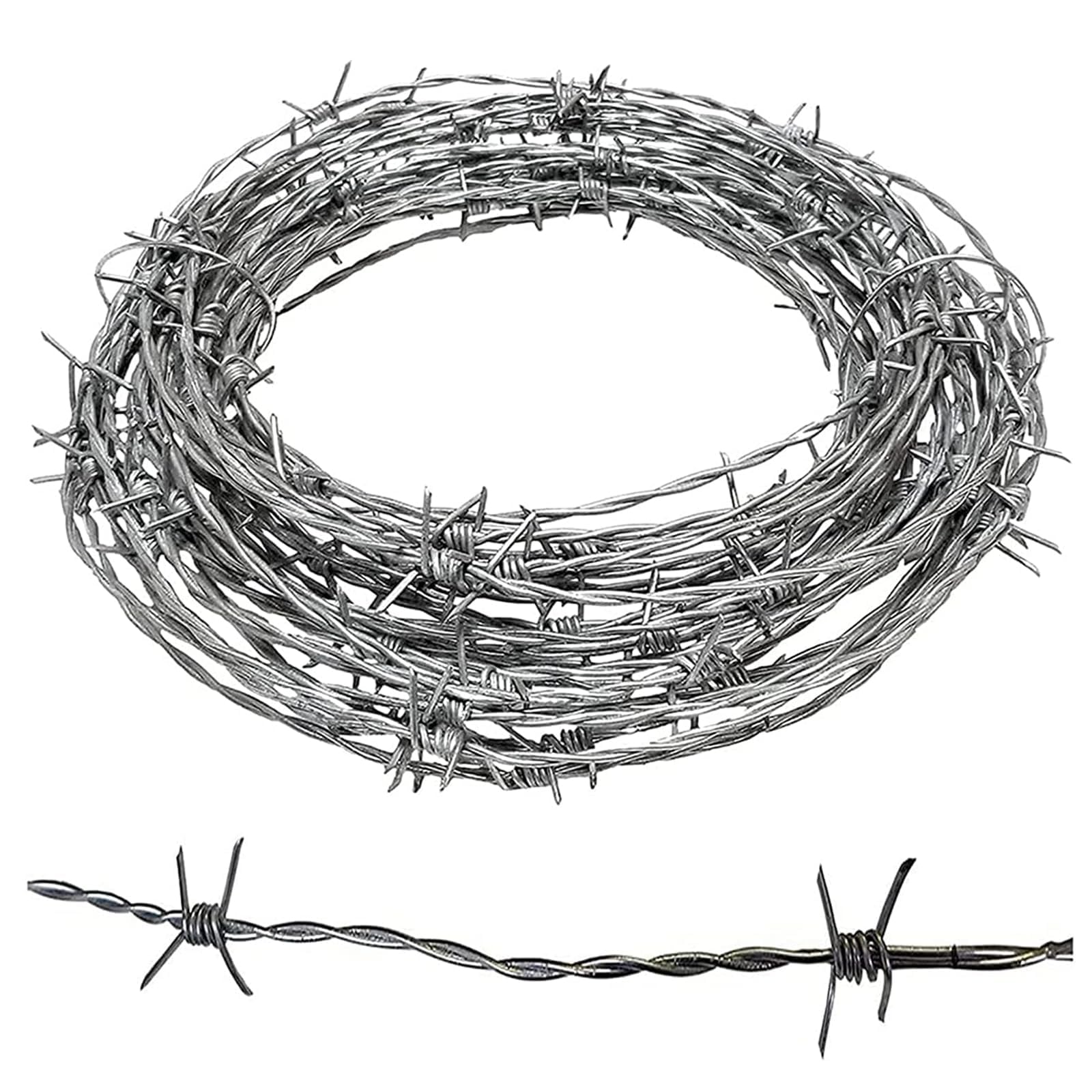 Alambre de Espino para Vallas - Rollo de Acero Galvanizado - Fácil de Doblar y Cortar - Uso en Exteriores/Seguridad Residencial,2.2mm,150m(492ft)