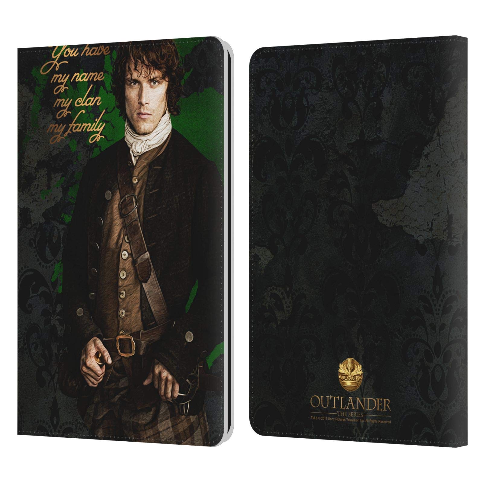 Head Case Designs Outlander Kindle Hülle – Leder-Wallet Mit Jamie-Portrait, Für Paperwhite 1/2/3