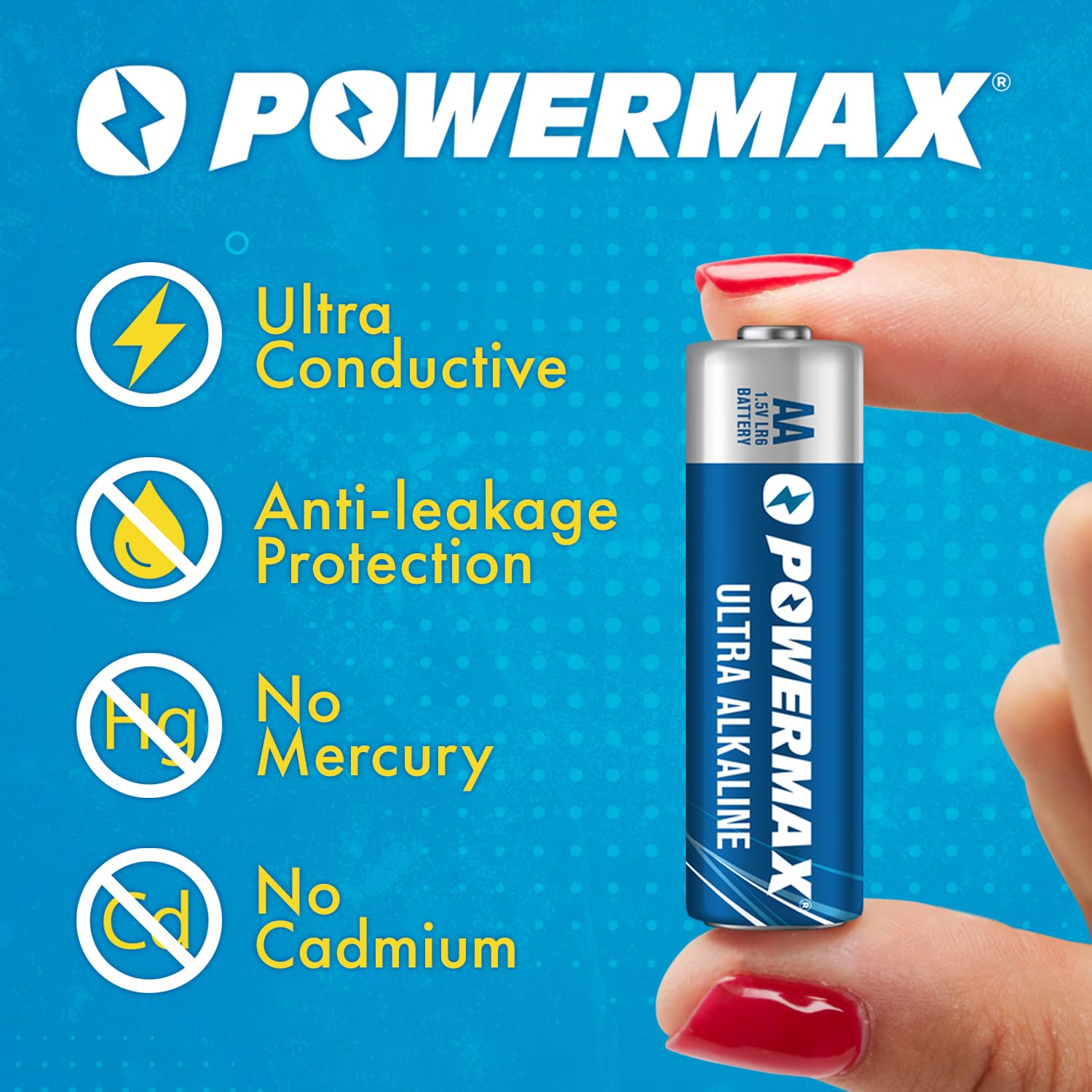 Powermax 60 Piles AA de Longue durée, Batterie alcaline Longue durée, 10 Ans de durée de Vie, Emballage refermable