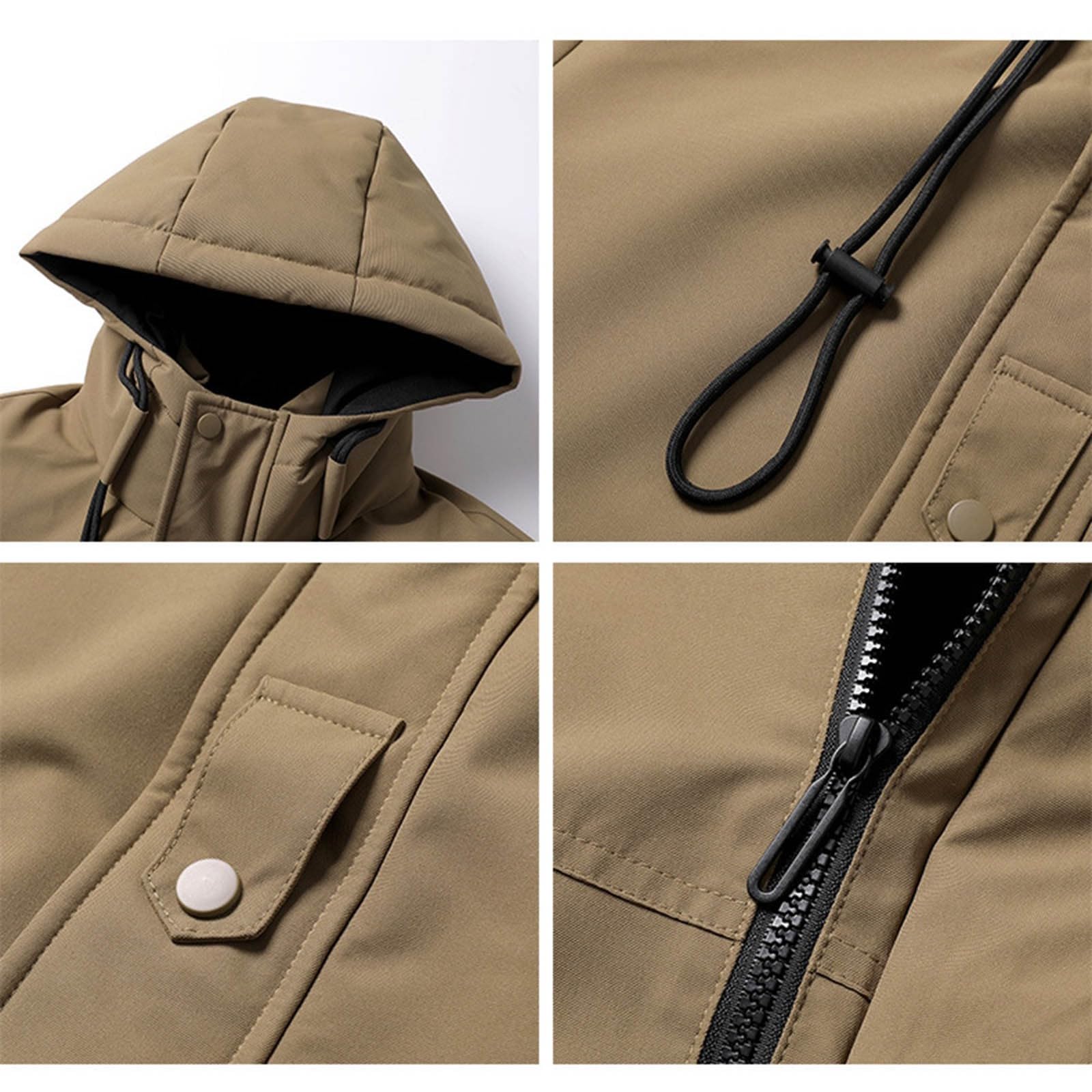 Generisch Chaqueta larga de plumón para hombre con capucha, abrigo de plumón grueso, impermeable, a prueba de viento, con capucha, parka larga, chaqueta de longitud media, cortavientos