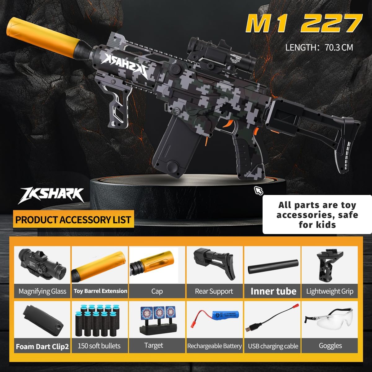 Kids Soft Bullet Gun Set with Tactical Vest, Camouflage Hat, 150 Foam Darts & Target - Outdoor Soldier Role Play Toy for Boys Age 8+