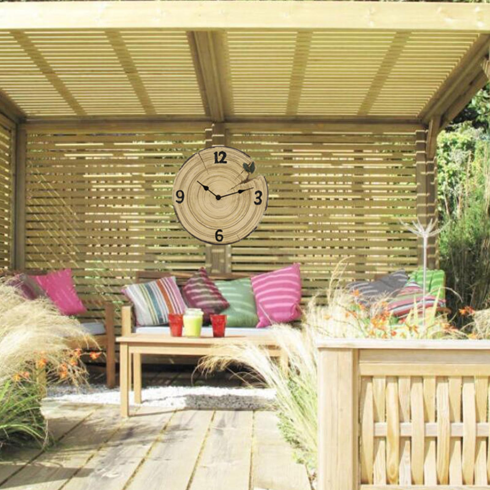 Horloge murale ronde de 25 cm pour l'extérieur avec affichage précis de l'heure pour cuisine, chambre à coucher, salon, bord de piscine