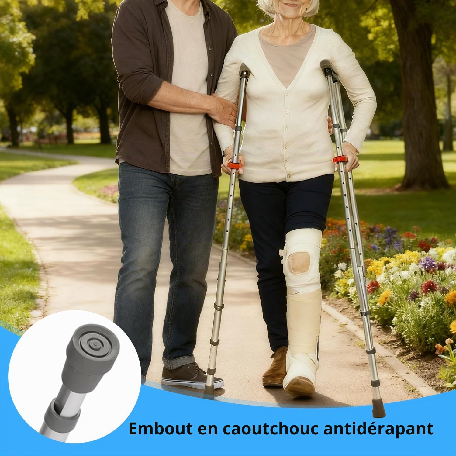 Béquilles Sous les Aisselles, 1 Paire Béquille Réglables pour Adultes, Canne Pliable en Aluminium avec Coussinets Sous les Aisselles et Pieds Antidérapants,pour Personnes Âgées,Adultes et Adolescents