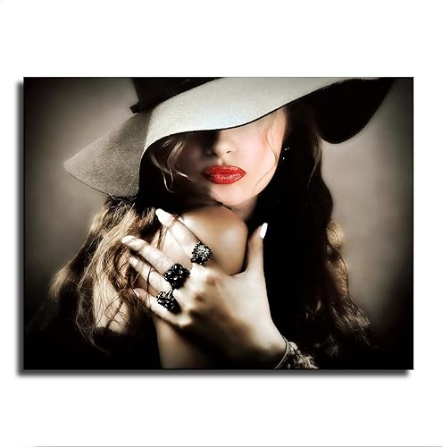 ELdtec Póster sexy de labios rojos para mujer, moderno, lienzo decorativo para pared, póster estético para el hogar, sala de estar, dormitorio,